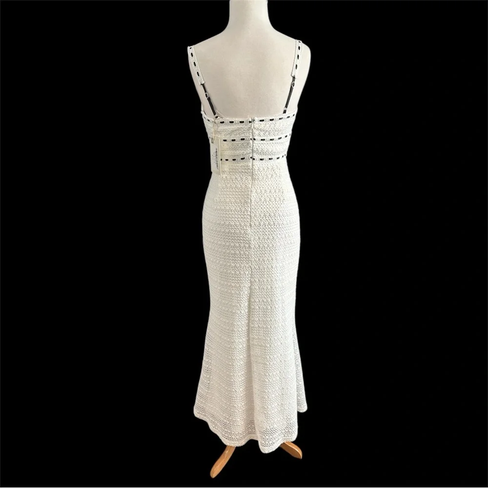 Selfie Leslie Indikah Black White Delicate Femme Knit Ribbon Trim Maxi Dress S - Picture 5 of 8